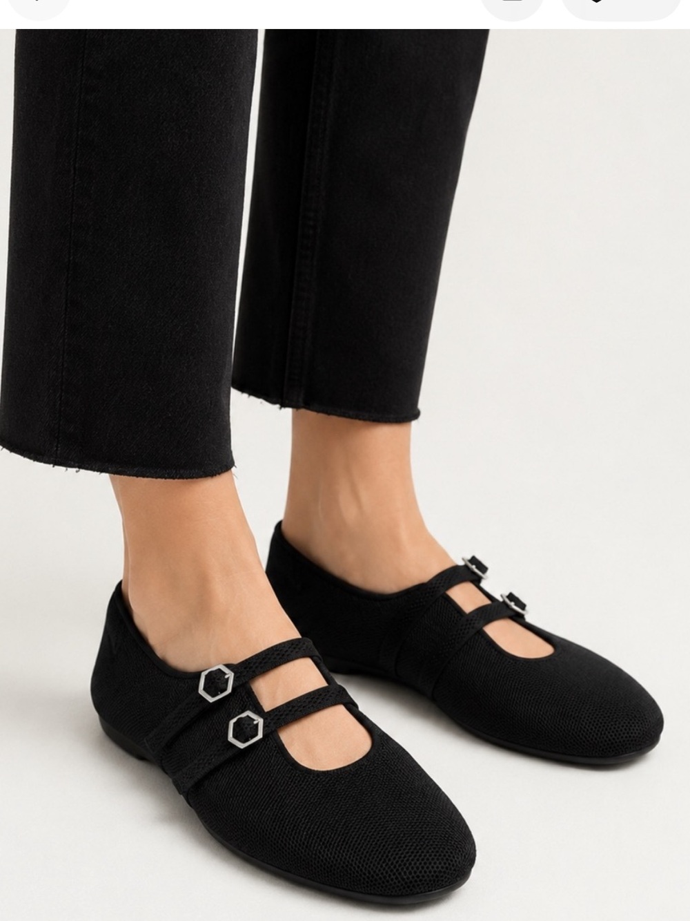 Vivaia Natalie black twin strap Mary Jane flats size 39.5- US8.5